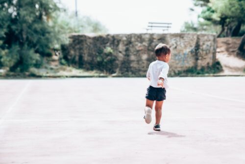 child running alone